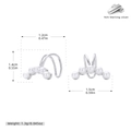 Tabla de tallas detallada para ear cuffs de plata S925 con perlas e información de peso - Plata 925/Perla / Oro Blanco