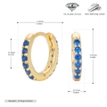 Detailed size chart of S925 sterling silver hoop earrings with 5A blue zircon stones - Gold-Blue Zirconia