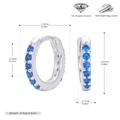 Detailed macro view of S925 sterling silver hoop earrings set with blue 5A grade zircon - Silver-Blue Zirconia