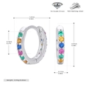 Detailed close-up of 925 sterling silver hoop earrings with vibrant multi-color zircon stones - Silver-Multicolor Zirconia