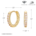 Detailed size chart for gold S925 sterling silver hoop earrings with 5A grade zircon - Gold-Champagne Zircon