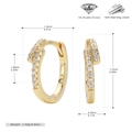 Macro shot of 925 sterling silver hoop earrings with cubic zirconia and size dimensions - 925 Silver Yellow Gold Plated