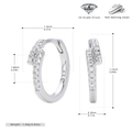 Detailed dimensions of S925 silver hoop earrings with cubic zirconia inlay and measurements - 925 Silver White Gold Plated