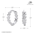 Gedetailleerde maattabel van S925 sterling zilveren olijfblad oorringen met maten - Zilver