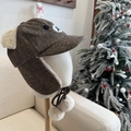 Gorro de invierno marrón con orejas de oso y orejeras de felpa suave para niños - 56-59cm / Marrón