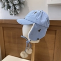 Cappello invernale blu in velluto a coste per bambini con orsetti e calda fodera felpata - 56-58cm / Blu