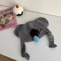 Berretto in maglia a forma di koala con orecchie e naso grande per caldo invernale - 56-59cm / Grigio