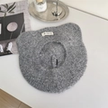 Boina de punto gris oscuro con lindas orejas de oso y textura suave de felpa - 56-59cm / Boina de Orejas de Oso / Gris