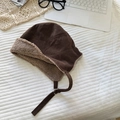 Vintage brown corduroy aviator hat with warm sherpa lining and adjustable chin strap - 56-58cm / Brown