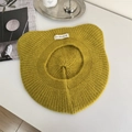 Boina de punto amarillo mostaza con orejas de oso y textura de lana acanalada - 56-59cm / Boina de Orejas de Oso / Amarillo