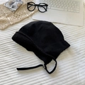 Winter black corduroy pilot hat with plush lining and adjustable metal buckle - 56-58cm / Black