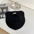 Boina de punto negra para mujer con diseño de orejas y detalle de etiqueta tejida - 56-59cm / Boina de Orejas de Oso / Negro