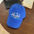 Gorra de béisbol de algodón azul real con bordado floral y texto de Sunset Flower - 56-58cm Ajustable / Azul Real
