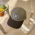Gorra de béisbol vintage bordada en verde oliva y marrón con visera de contraste chic - 56-58cm Ajustable / Caqui
