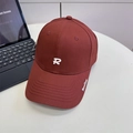Deep burgundy cotton baseball cap with white 3D embroidered R logo and wide brim style - 56-58cm (Adjustable) / Burgundy
