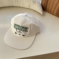Berretto da baseball in cotone bianco con ricamo Authentic verde e cane - 56-58cm Regolabile / Bianco