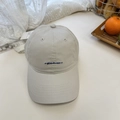 Casquette de baseball en coton beige avec broderie bleue et design minimaliste - Gris clair