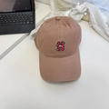 Gorra de béisbol de algodón marrón con bordado letra H y detalle de gato - 56-60cm (Ajustable) / Rosa Palo