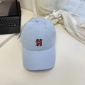 Gorra de béisbol azul claro de algodón con letra H roja y bordado animado - 56-60cm (Ajustable) / Azul