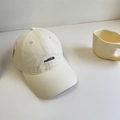 Minimalist beige cotton baseball cap with black nabita embroidery and wide brim style - 56-60cm / Beige