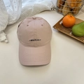 Light pink cotton baseball cap featuring black script embroidery and a six-panel design - Pink