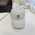 Light gray cotton baseball cap with green H letter embroidery and cute cat detail - 56-60cm (Adjustable) / Light Gray