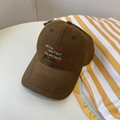 Berretto da baseball marrone scuro con ricami di sole e luna e scritte bianche - 56-60cm (Regolabile) / Caffè