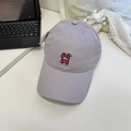 Lavender cotton baseball cap with red letter H embroidery and cute cartoon patterns - 56-60cm (Adjustable) / Purple