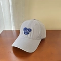 Gorra de béisbol gris de algodón con bordado azul NEVER HAPPINESS STOP - 56-60cm (Ajustable) / Azul Grisáceo