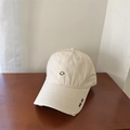Gorra de béisbol beige estilo coreano con bordado de sonrisa y detalles Good Luck - 56-59cm (Ajustable) / Beige