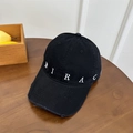 Black cotton baseball cap with white Miracle embroidery and distressed ripped details - 56-59cm (Adjustable) / Black