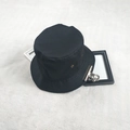 Sombrero de pescador minimalista de lona negra con ojales metálicos y diseño plegable - 56-58cm / Estilo Clip Metálico