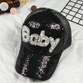 Schwarze Baby-Baseballkappe mit Netzrücken, Pailletten und Perlen Baby-Verzierung - Kinder / Schwarz