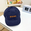 Détail de la casquette en coton bleu marine avec broderie BIEBS orange vif - 55-59cm (Réglable) / Style Décontracté Mou / Bleu marine