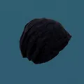 Vue détaillée du bonnet en maille noire avec une texture plissée unique et moderne - Noir