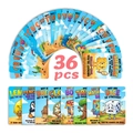 Detailed collection of 36 colorful lunchbox joke cards with cute cartoon illustrations - Colored Illustration Style