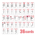Set of 36 minimalist stick figure couples cards with humorous illustrations and quotes - Creative Hand-drawn Style (RXHA0079)