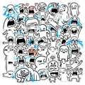 Set di 50 adesivi con personaggi divertenti ed espressivi per decorare cover e diari - Emoji Umanoide Divertente (T01043264)