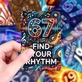 Neon-Stil 67 Karte mit Find Your Rhythm Spruch und Musikwellen-Kunst für Freunde - Inspirierender Text (RXHA0057)