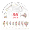 36-teiliges Set bunter Geburtstagsarten mit eleganten handgemalten Blumensträußen - Frischer Aquarell Blumen Stil (RXHB0085)
