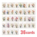 Set mit 36 einzigartigen Aquarell-Blumen-Geburtstagskarten mit zarten Pastellmotiven - Künstlerischer Botanischer Illustrationsstil (RXHB0179)