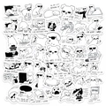 Minimalistisches Set lustiger Hundeaufkleber in Schwarz-Weiß mit kreativen Sprüchen - Hunde Serie Aufkleber (T01043265)