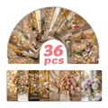 Detailed fan layout of 36 floral birthday greeting cards with warm bokeh lighting - Multicolor Floral Style (RXHB0040)