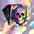 Close-up of 10x15cm psychedelic skull art postcards with vibrant tie-dye patterns - Skull Art Cards (T01043080)