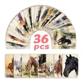 Detailansicht von 36 Aquarell-Pferde-Illustrationskarten mit abgerundeten Ecken im Retro-Stil - Aquarell Pferd Set (RXHB0196)