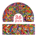 Dettaglio di 36 segnalibri artistici con animali e motivi floreali vivaci in stile pop art - Rxhb0200