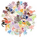 50 süße wasserfeste Katzenaufkleber mit bunten Blumenmotiven für Journale und Schreibwaren - Cartoon Blumen Katze Stil (T01043525)