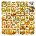 Vue à plat d'autocollants d'animaux réalistes avec bordures blanches, chien, panda et éléphant - Série sur le Thème des Illustrations d'Animaux (T01043287)
