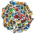 50pcs construction vehicle stickers set with excavator and truck for kids DIY craft - T01043627