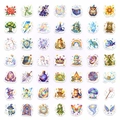 49-piece set of colorful watercolor magic creature stickers with white borders - Magic Fantasy Theme Style (RXHB0256)